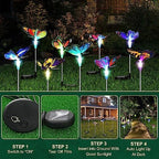 Retisee 9 Pcs Solar Butterfly Garden Stake Lights LED Solar Butterfly Lights Waterproof Color Changing Outdoor Lights Decoration for Garden Patio Yard Lawn Pathway, 5 x 28 Inch - Image 4