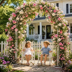 Metal Garden Arch, 98.5" W x 90.5" H Heavy Duty Metal Garden Arch Trellis for Climbing Plants (White, Arch) - Image 5