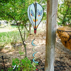 In the Breeze Blue Karner Butterfly 6-Panel Kinetic Hot Air Balloon Wind Spinner,Blue Butterfly,11" W x 17" H, 26" Tail,1057 - Image 4