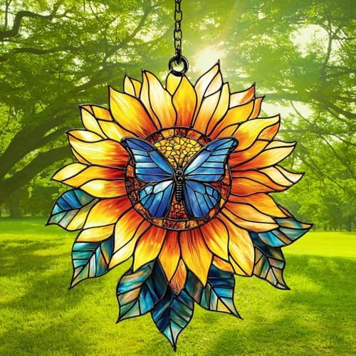 Sunflower and Butterfly Acrylic Suncatcher - Image 3