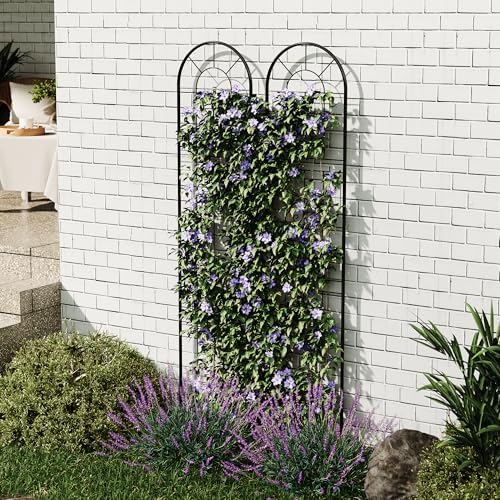 2 Pack Garden Trellis for Climbing Plants Outdoor, 55x12 Inch Black Metal Iron Trellis for Vines, Flowers, Vegetables - Decorative Plant Trellis Outdoor, Sturdy Garden Trellis - Image 7