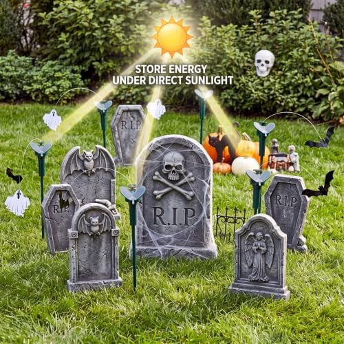 Retisee 12 Pcs Flying Ghost Bat Decorations Solar Outdoor Halloween Stakes - Image 3