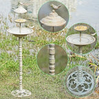 44.5" H 2 in 1 Metal Bird Bath, Standing Bird Feeder Garden Yard Decor - Image 4