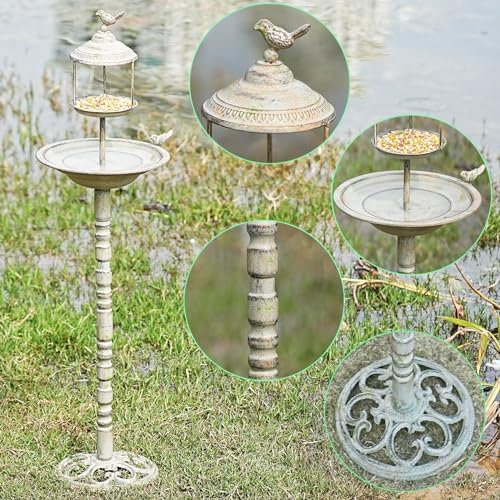 44.5" H 2 in 1 Metal Bird Bath, Standing Bird Feeder Garden Yard Decor - Image 4