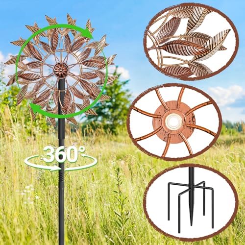 63.8" H×13.5" W Metal Garden Wind Spinners Pinwheels Outdoor - Image 3