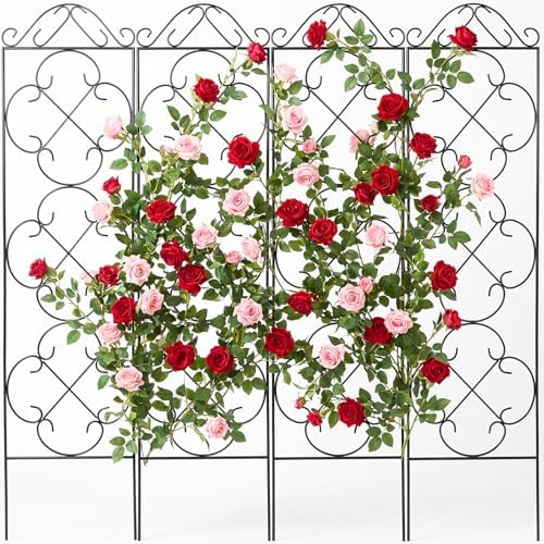 Thealyn 4 Pack 48" x 12.5" Metal Trellis for Potted Plants and Planters by ThealynGardens
