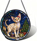 Stained Glass Window Hanging Devon Rex Cat Suncatcher Gifts 11.8" by Unknown