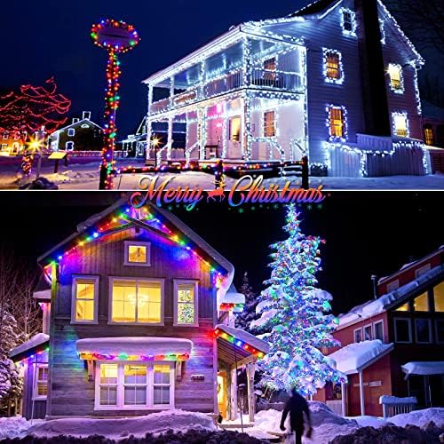 JMEXSUSS 2 Pack Solar String Lights Outdoor Waterproof, Total 400 LED 151FT Solar Christmas Lights Outdoor, 8 Modes Christmas Light for Outside Patio Yard Tree Decorations, White to Multicolor - Image 3