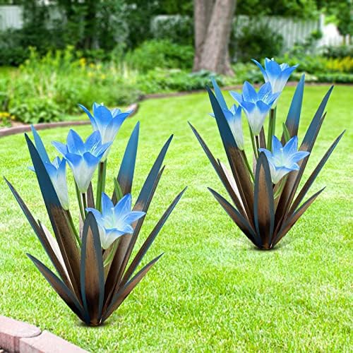 Homight Metal Agave Plants Outdoor Decor Mexican Yard Art Plants Garden Decor for Outside Metal Art Flowers Gifts for Butterflies Bees Birds for Gifts (2 Big&Lily) by HomightCentennial
