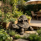 19" Vintage Bronze Turtle Statue, Resin Stacked Mother & Baby Tortoise Sculpture, Rustic Farmhouse Decor Figurine for Garden, Lawn, Patio, Table, Shelf & Home Decoration - Image 5