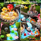 Seenelling 150 Pcs Fairy Garden Accessories Miniatures Figures Kit Micro Landscape Resin Mushroom Animals Fake Pond Lawn Bridge Garden Decoration - Image 6
