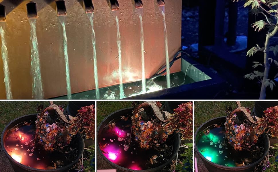 Colored Pond Lights with Timer, RGB Weighted Fountain Light IP68 Waterproof, Dimmable Outdoor Landscape Lights Fish Tank Pond Fountain Garden, 4 in Set - Image 4