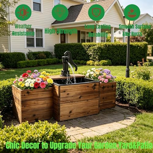 NestNature Solar Outdoor Water Fountain|Wood Water Feature for Garden Decor - Image 7