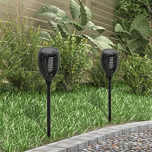Outdoor Solar Torch Lights with Flickering Flame, Fire Effect Garden Light, Solar Powered Torch Light for Patio (Set of 2) by MAYPEX