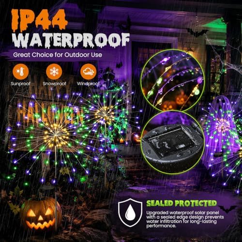 PEVOROS Solar Halloween Garden Lights Outdoor, Purple/Yellow/Green, 6 Pack - Image 6