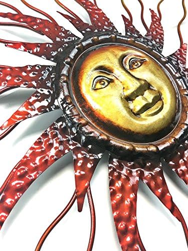 Bellaa Metal Wall Art Sun Moon Stars Celestial Indoor Outdoor Hanging Garden 3D Sculpture Retro Plaques Home Decor Large 36 inch - Image 6