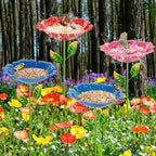 4 Pack Bird Bath for Outside, Outdoors Garden Decor Flower Birdbath - Image 3