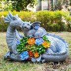 Solar Dragon Garden Statues Outdoor Decor, Resin Dragon Figurine with Succulent and 6 LED Lights Lawn Patio Balcony Art Decoration,Housewarming Birthday Gifts for Grandma Mom Women - Image 5