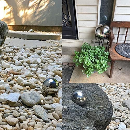 14 inch Gazing Ball,Silver Stainless Steel Garden Sphere Mirror Globe Ball,Polished Reflective Smooth Hollow Ball,Durable Shiny Decorations for Garden Patio Yard Home - Image 2