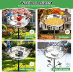 50" Tall Stainless Steel Bird Bath for Outside, Bird Water Feeder - Image 7