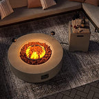 SUNBURY Outdoor 42 Inch Propane Fire Pit Table, Circular Gray Patio Fire Table 50,000 BTU w 20 lbs Tank Cover, Waterproof Cover, Free Lava Rocks - Image 6