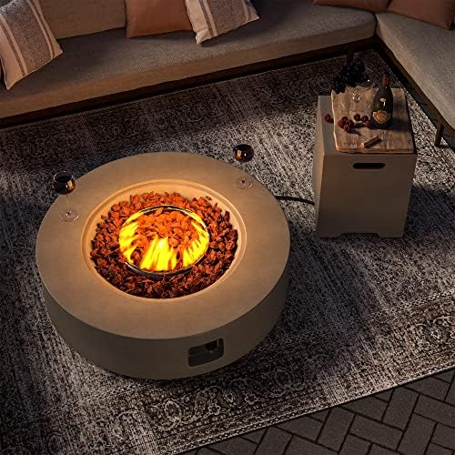 SUNBURY Outdoor 42 Inch Propane Fire Pit Table, Circular Gray Patio Fire Table 50,000 BTU w 20 lbs Tank Cover, Waterproof Cover, Free Lava Rocks - Image 6