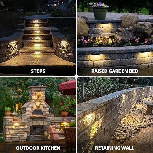 GKOLED 4-Pack Replaceable 6.8" LED Hardscape Lights, Low Voltage Retaining Wall Light, Paver Wall Hardscape Lighting, Outdoor Landscape Step Lights, 12VAC/DC 1.5W 2700K, Die-cast Aluminum Housing - Image 6