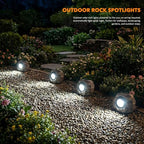 Solar Rock Lights Outdoor – 4 Pack Waterproof LED Landscape Garden Spotlights, Realistic Stone Design, Wireless Solar Powered Pathway Lights for Yard, Walkway, Patio & Lawn Decoration (Auto On/Off) - Image 6