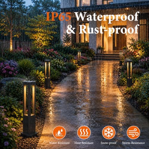 Landscape Pathway Lights Modern Black Path Light Cone LED Bollard Lighting Fixture Outdoor Sideway Lighting With Aluminum Housing Walkway Lamps Waterproof 3000k Lawn Light For Garden Yard House Park - Image 4