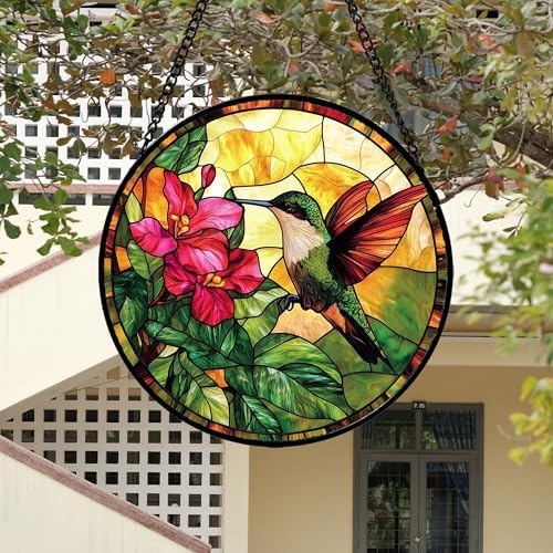 Stained Glass Window Hanging Hummingbird Suncatcher Gifts for Women 12" - Image 4
