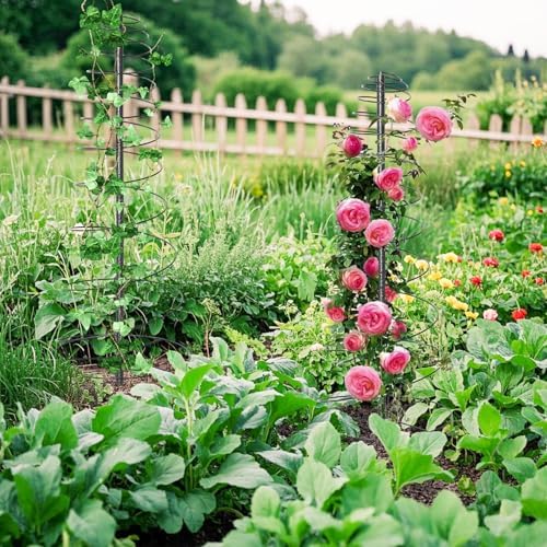 Outdoor Metal Trellis for Climbing Plants, Heavy Duty Rustproof Garden Trellis 45in, Sturdy Plant Support for Roses, Ivy, Tomatoes, Cucumbers, Flowers - Image 5