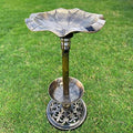Westcharm 30 Inch Solar Powered LED Lighted Birdbath with Planter Bowl for Outdoors Yard Outside Outdoor Garden Decoration Pedestal Base Stand - Antique Bronze Polyresin Solar Bird Bath with Planter by Westcharm