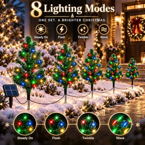 Solar Christmas Tree Pathway Lights, 5-Pack Classic LED - Image 4