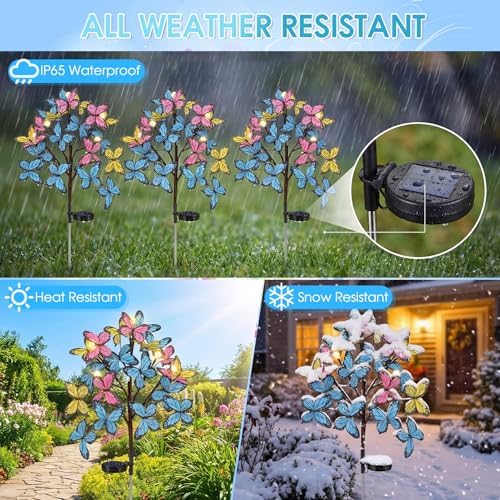 Butterfly Solar Lights Garden Stakes for Outside Cemetery Grave Decorations - Image 5