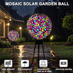 VOREEN Solar Gazing Ball, 10" Mosaic Glass Gazing Globe with Solar Light, Handmade Outdoor Patio Lawn Garden Decor Sphere, Colorful Daisy Design - Image 5