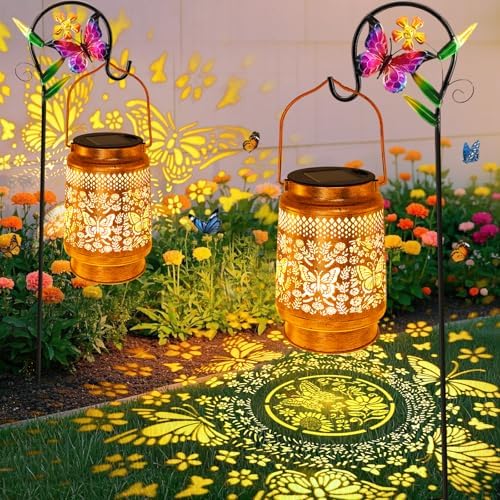 Solar Lanterns Outdoor Butterfly Garden Decor, Birthday Gifts for Women Mom by stadeco