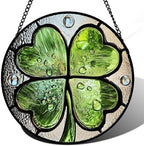 Stained Glass Window Hanging Ireland Lucky Clover Gifts for Women 15" by amderven