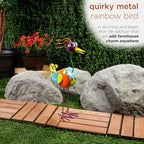 Alpine Corporation LAZ328HH Quirky Metal Rainbow Bird Decor, Animal Statue for Patio, Lawn & Garden, 21" H, Multicolor - Image 4
