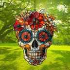 Floral Sugar Skull Acrylic Suncatcher - Image 3