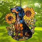 Sunflowers and Dog Acrylic Suncatcher - Image 3