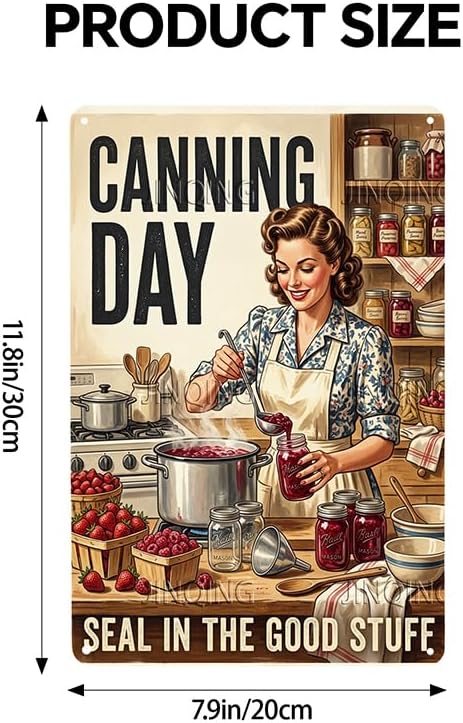 Woman Canning Berry Preserves Tin Sign 8x12Inch - Image 3