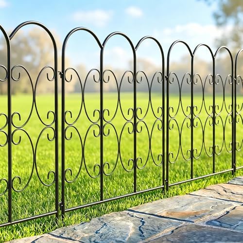 ARIFARO 5 Pack Metal Decorative Garden Fence, 32" H x 22" W, No‑Dig Panels by ARIFARO