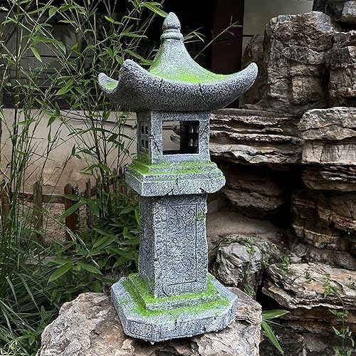 31.5’’High Japanese Moss-Covered Pagoda Statue - Image 3