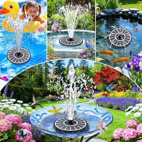 SZMP Solar Fountain, Works in Cloudy with 2000mAh Battery Backup, Glass Solar Powered Bird Bath Fountain with Smart Status Indicators, 3.5W, 8 Nozzles, for Garden, Outdoor (White) - Image 6