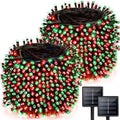 Solar Christmas Lights Outdoor 2 Pack 480 LED Solar String Lights Red Green by Albelt