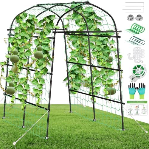 Garden Arch Trellis for Climbing Plants Outdoor, 7ft Extra Tall Metal Walkway Trellis Cucumber Arch Trellis Archway Arbor Tunnel Large Trellis for Climbing Vines Vegetable Grape Garden Raise Bed by LifeisLuck