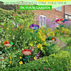 LemonRoad 6 Pcs Metal Flower Bird Baths with Stake for Garden Multicolor - Image 3