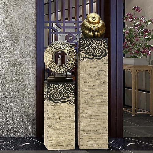 ARCVOX Oriental Architecture Columns & Pedestal, Floor Ornaments Plant Stand, Flower Pot Holder for Garden Backyard, Miniature Pillars Landscape Decor (Size : 27.5in) - Image 3
