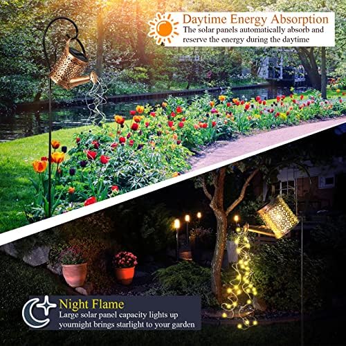Fabbay 4 Pcs Solar Watering Can with Lights Outdoor Waterproof Solar Lights with Hook Retro Decorative Hanging Metal Yard Decor for Garden Table Lawn Patio Pathway Porch Walkway - Image 5