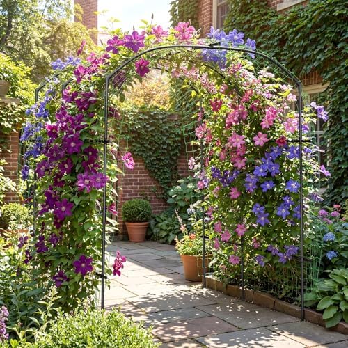 DoCred 87''H x 75''L Garden Arch Trellis, Metal Trellis for Climbing Plants - Image 2